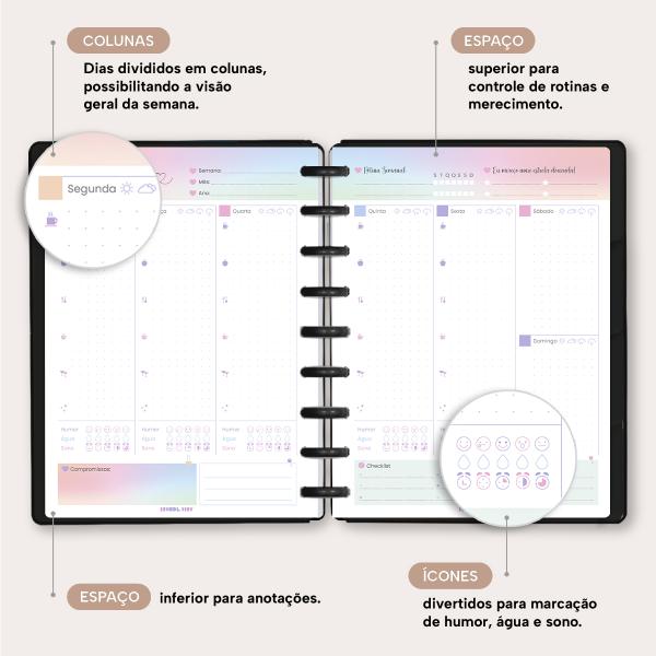 Planner De Disco Iscool Disc Permanente Solid Colors Preto Ouro