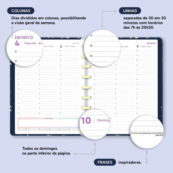 Iscool Disc Prime Planner Datado Glamour Color Florzinhas 2027