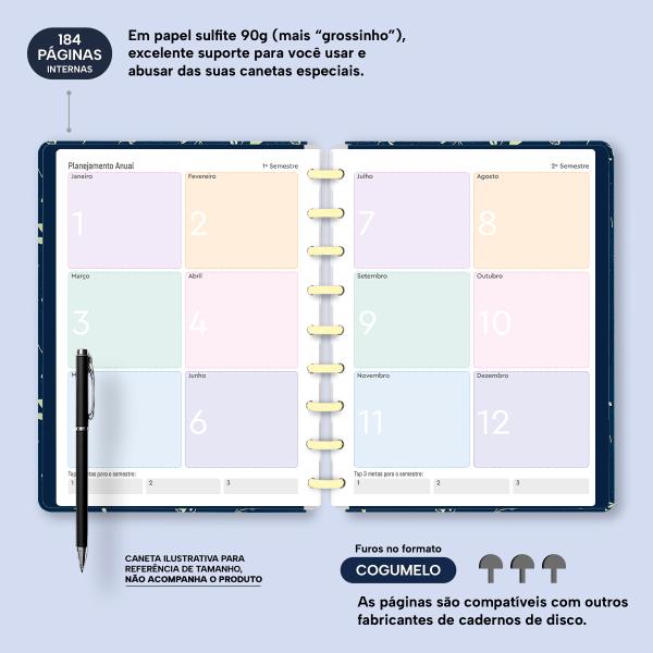 Iscool Disc Prime Planner Datado Glamour Color Florzinhas 2027