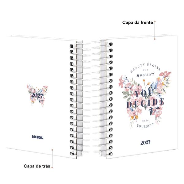 Agenda Mini Butterfly Branco Rosa 2027