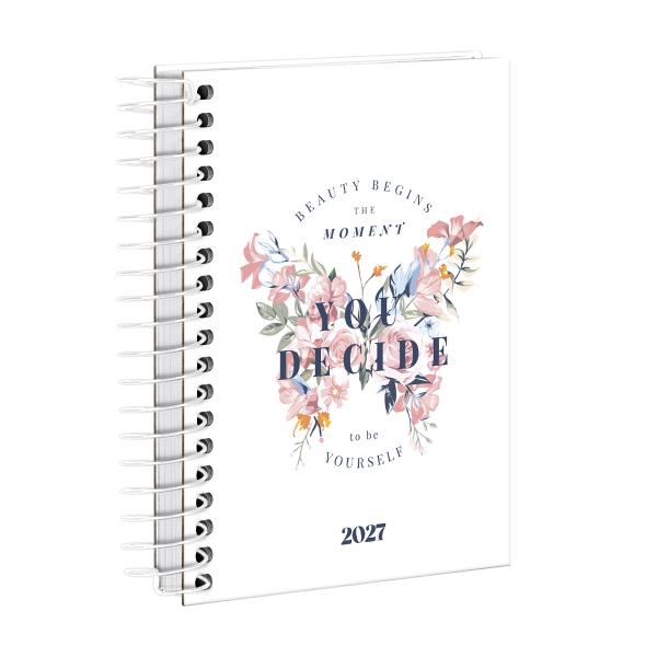 Agenda Mini Butterfly Branco Rosa 2027