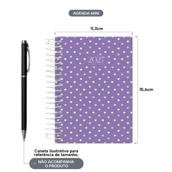 Agenda Mini Colors Sweet Corações Lilás 2027