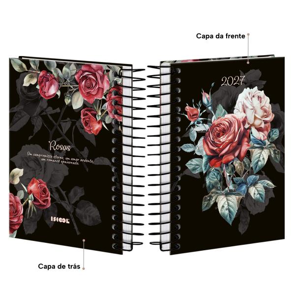 Agenda Mini Floriografia Rosa Preto 2027