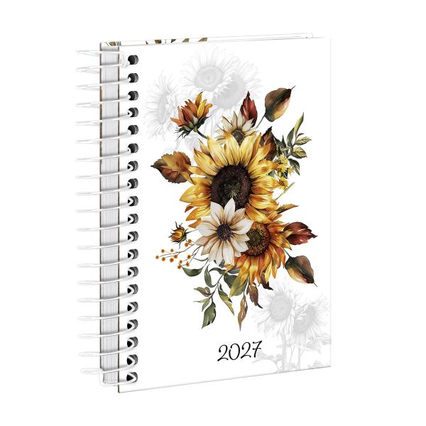 Agenda Mini Floriografia Girassóis Branco 2027