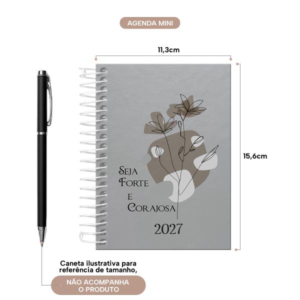 Agenda Mini Minimalista Art Flower Prata 2027