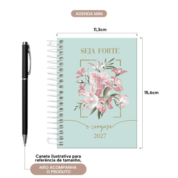 Agenda Mini Opulence Seja Forte e Corajosa Verde Oceano 2027