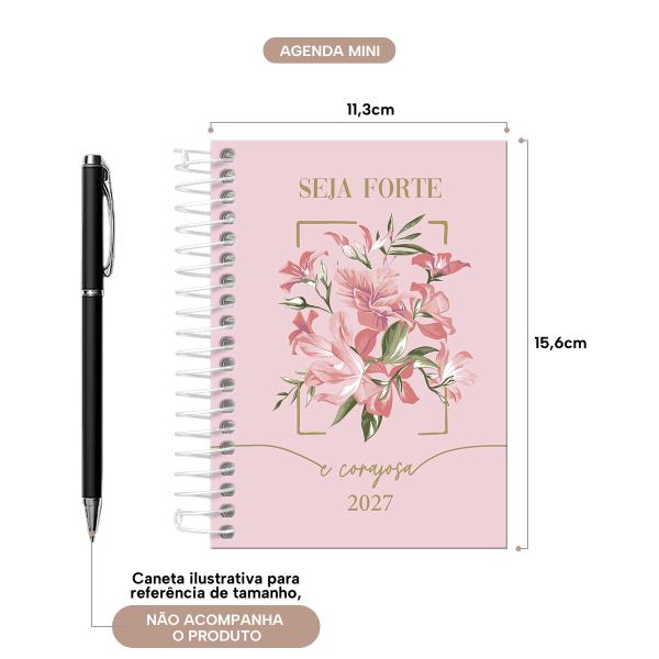 Agenda Mini Opulence Seja Forte e Corajosa Nude Rosa 2027