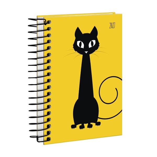 Agenda Mini Pets Amarela Gato Preto 2027