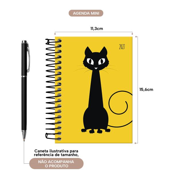 Agenda Mini Pets Amarela Gato Preto 2027