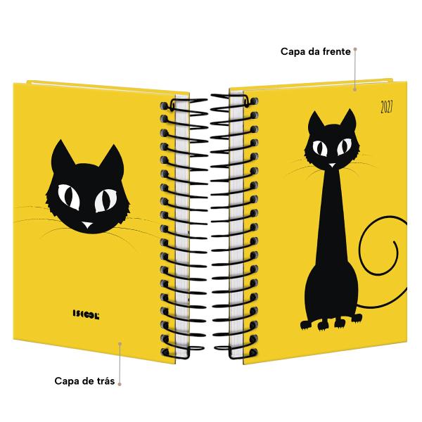 Agenda Mini Pets Amarela Gato Preto 2027