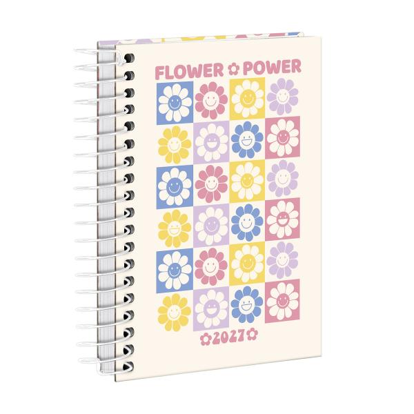 Agenda Mini Retrô Flor Power Branco 2027