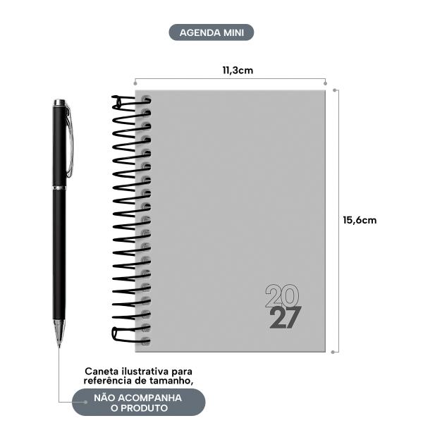 Agenda Mini Solid Colors Cinza 2027