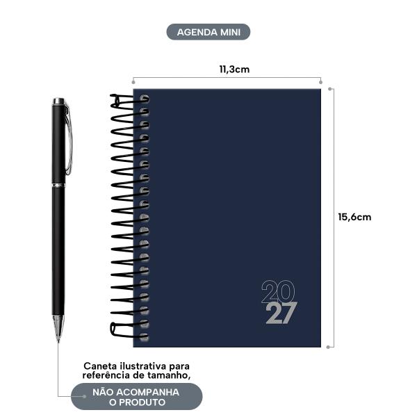 Agenda Mini Solid Colors Azul Marinho 2027