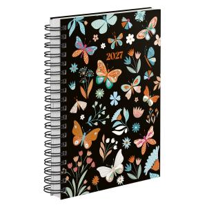 Agenda Diária Butterfly Preto Laranja 2027