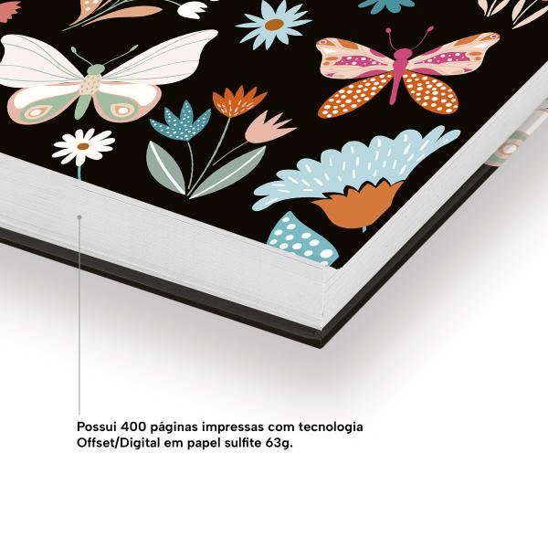 Agenda Diária Butterfly Preto Laranja 2027