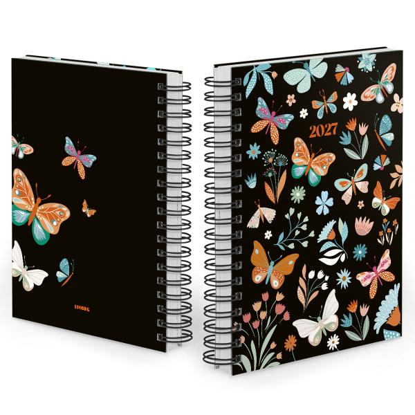 Agenda Diária Butterfly Preto Laranja 2027