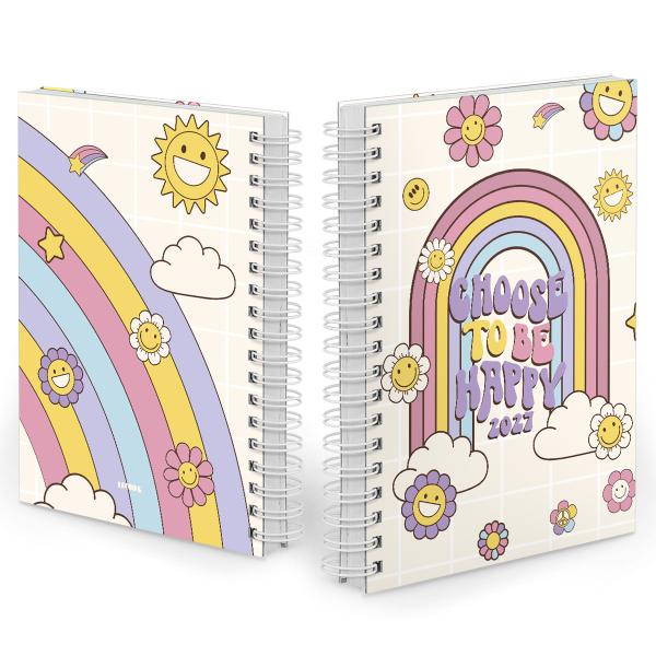 Agenda Diária Retrô Arco Iris E Flores 2027