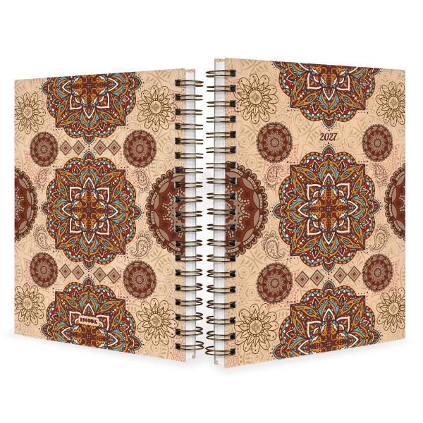 Agenda Planner Semanal Capa Dura Boho Mandala Vermelho e Nude 2027