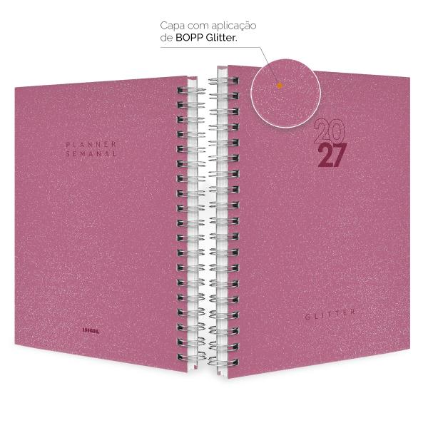 Agenda Planner Semanal Solid Glitter Cores Mauve 2027