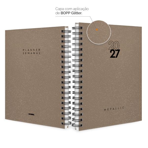Agenda Planner Semanal Solid Glitter Metallic Bronze 2027