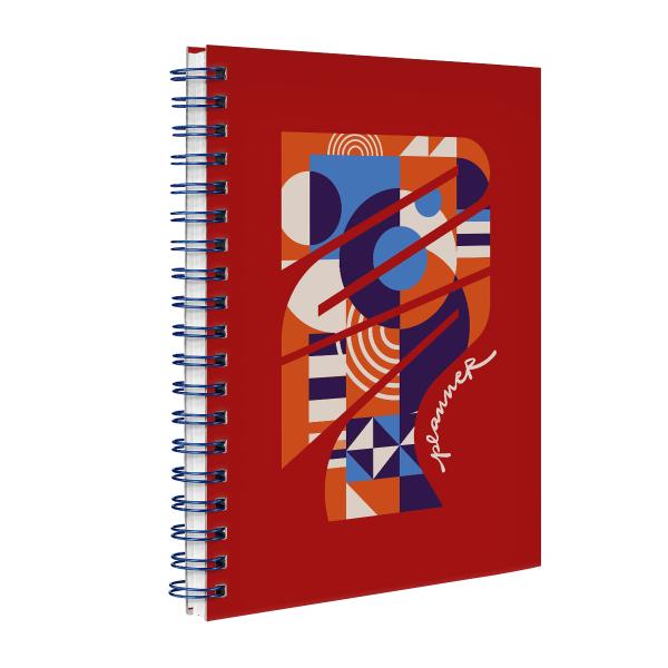 Agenda Planner Semanal Abstrato Vermelho 2027