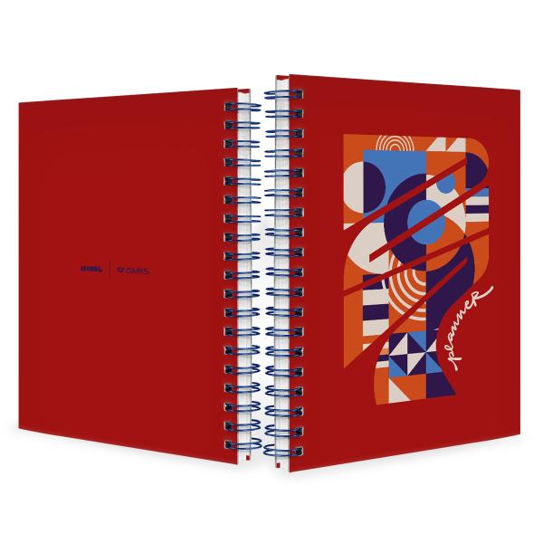 Agenda Planner Semanal Abstrato Vermelho 2027