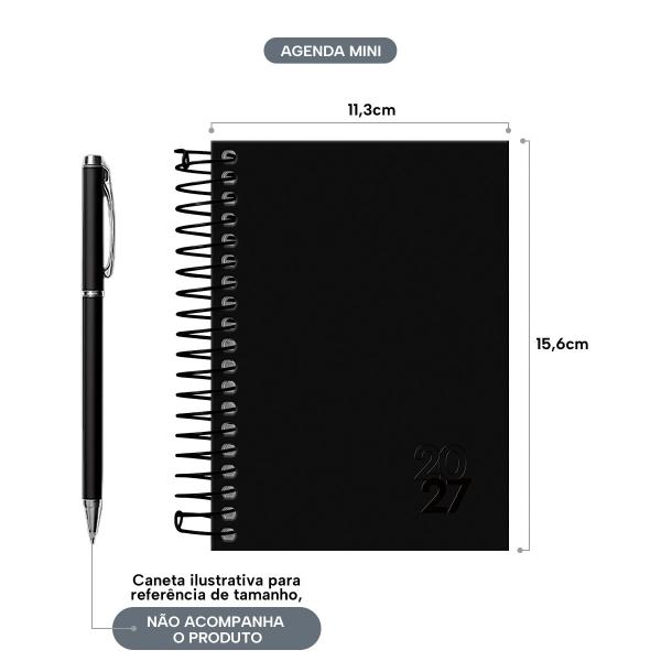 Agenda Mini Solid Colors Preto Verniz 2027