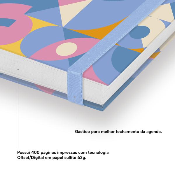 Agenda Diária Plus Bauhaus Azul e Rosa 2027