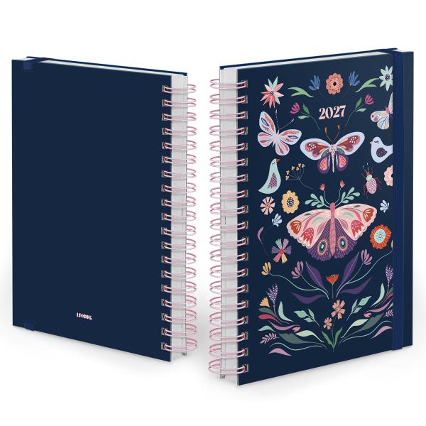 Agenda Diária Plus Butterfly Marinho Rosa 2027