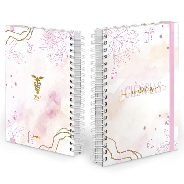 Agenda Diária Plus Profissões Floral Ciências Contábeis Rosa 2027
