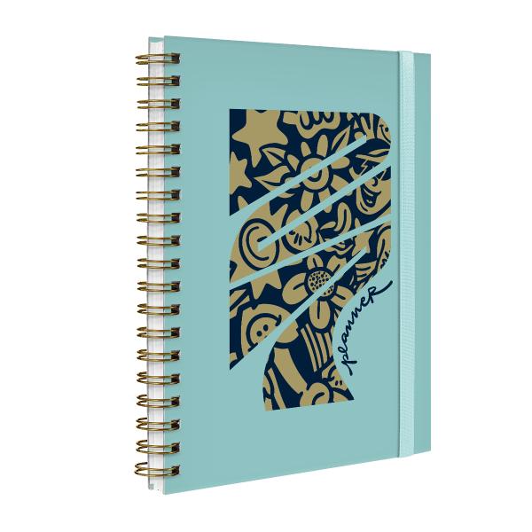 Agenda Planner Semanal Plus Abstrato Verde Oceano 2027
