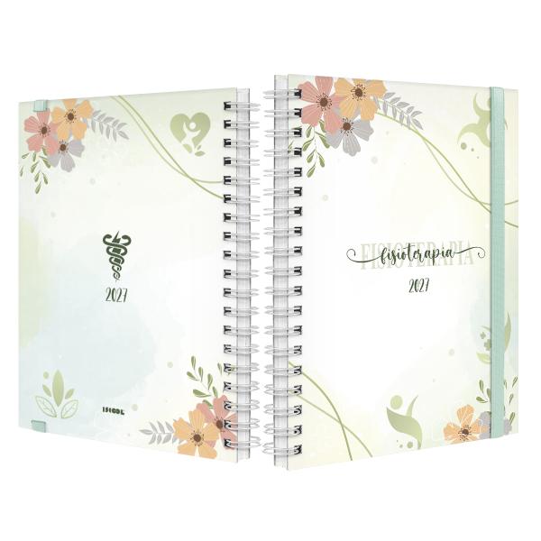 Agenda Planner Semanal Plus Profissões Floral Fisioterapia Verde 2027