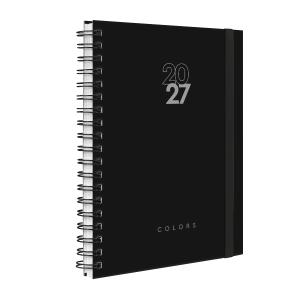 Agenda Planner Semanal Plus Solid Colors Preto Prata 2027
