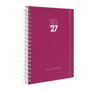 Agenda Planner Semanal Plus Solid Glitter Cores Pink 2027
