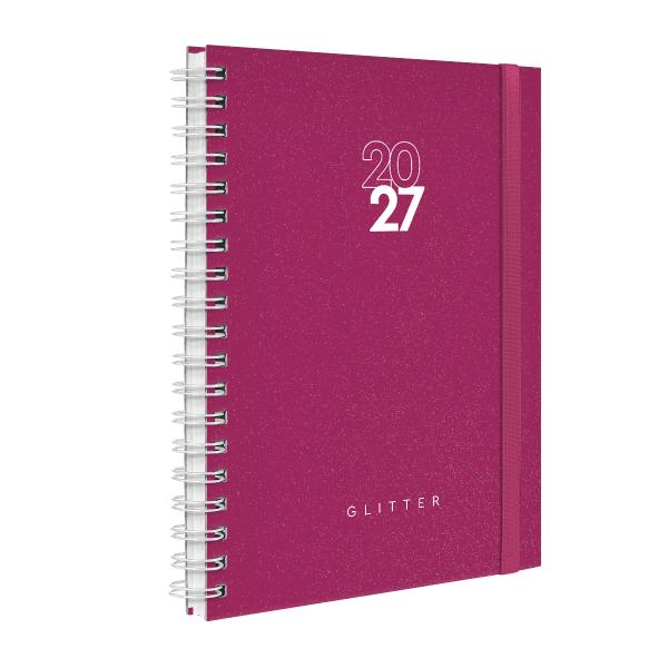 Agenda Planner Semanal Plus Solid Glitter Cores Pink 2027