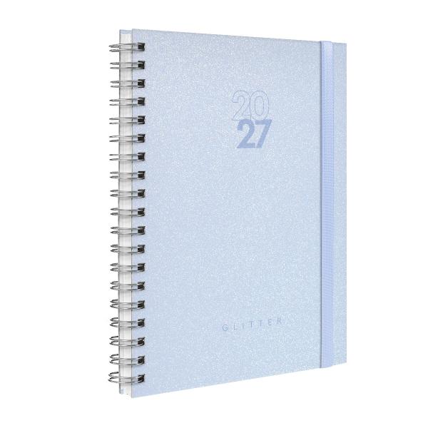 Agenda Planner Semanal Plus Solid Glitter Cores Azul Celeste 2027