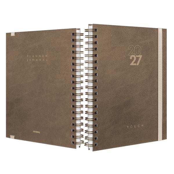 Agenda Planner Semanal Plus Solid Touch Couro Marrom 2027