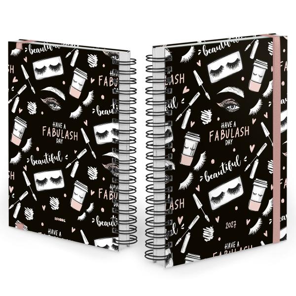 Agenda Comercial Plus Salão de Beleza Charm Preto Rosa 2027