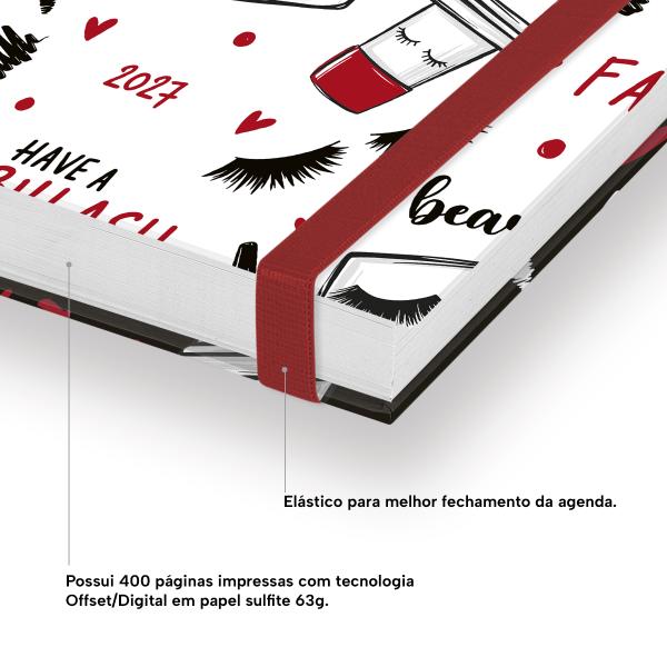 Agenda Comercial Plus Salão de Beleza Charm Vermelho 2027