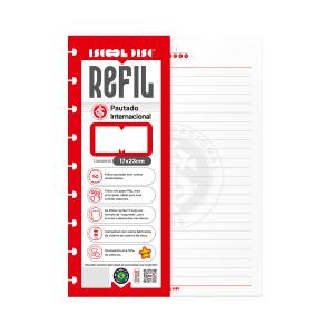 Refil Iscool Disc Internacional Pautado 17x23 cm 90g 50 folhas