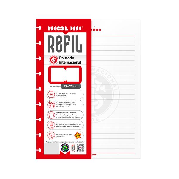 Refil Iscool Disc Internacional Pautado 17x23 cm 90g 50 folhas