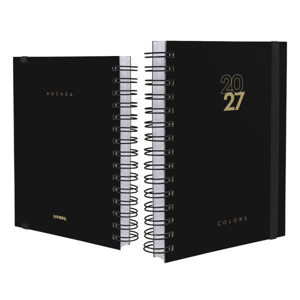 Agenda Plus Solid Colors Preto Ouro 2027