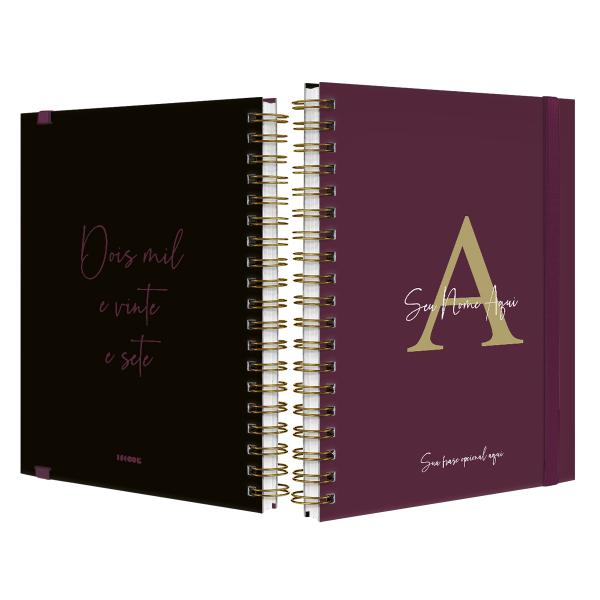 Agenda Planner Semanal Plus Personalizada Moderna Letra Cores Marsala 2027