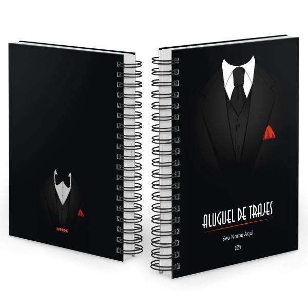 Agenda Comercial Personalizada Aluguel de Trajes Gravata Preta 2027