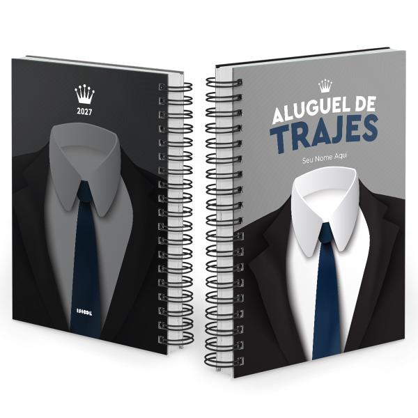 Agenda Comercial Personalizada Aluguel de Trajes Gravata Azul 2027