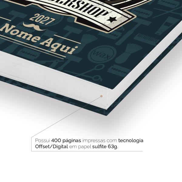 Agenda Comercial Personalizada Barbearia Barbeiro Verde 2027