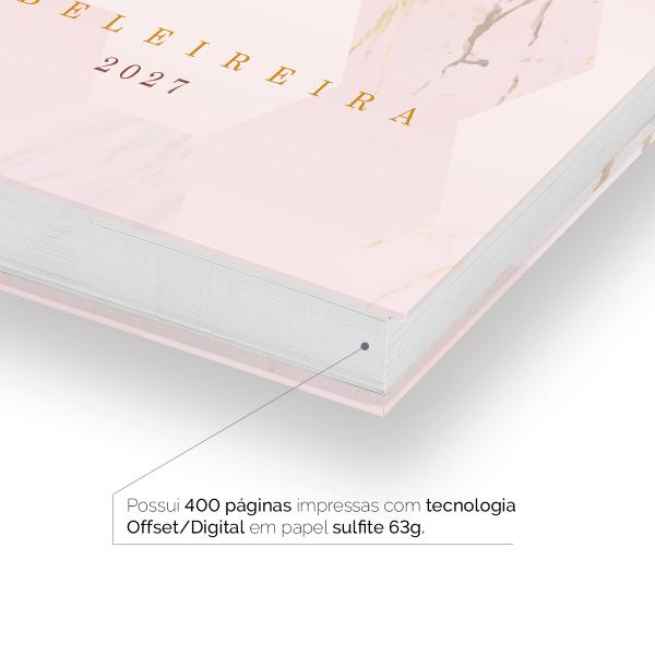 Agenda Comercial Personalizada Cabeleireira Mármore 2027