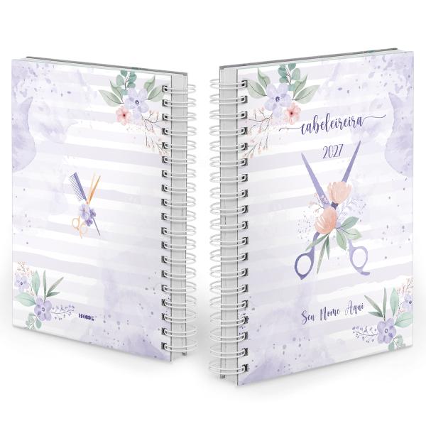Agenda Comercial Personalizada Cabeleireira Flor Lilás 2027