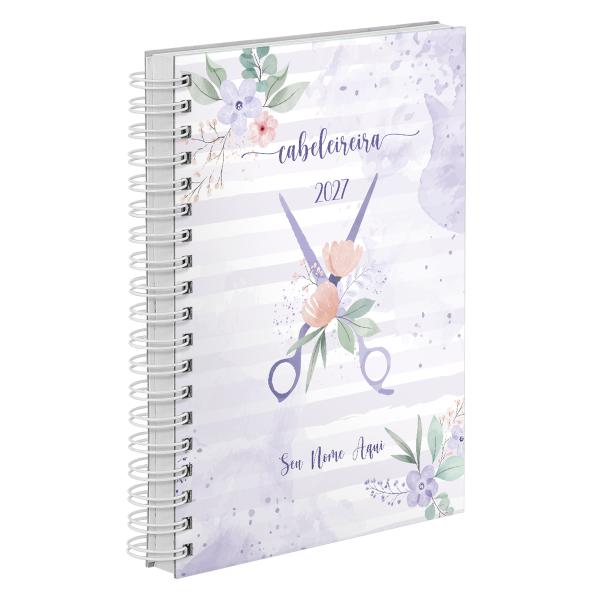 Agenda Comercial Personalizada Cabeleireira Flor Lilás 2027