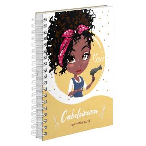 Agenda Comercial Personalizada Cabeleireira Cachos Amarela 2027